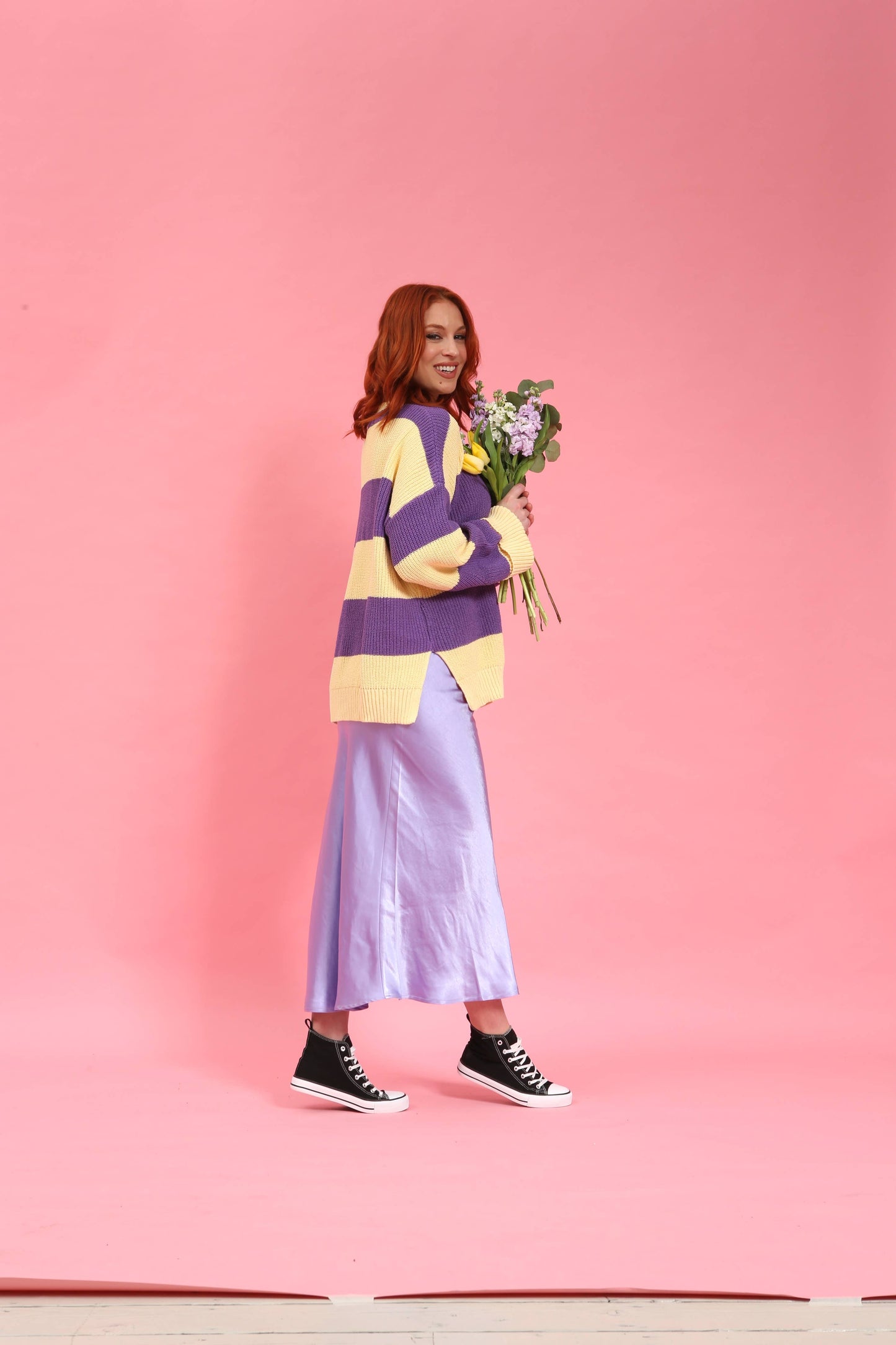 Lilac Satin Slip Skirt