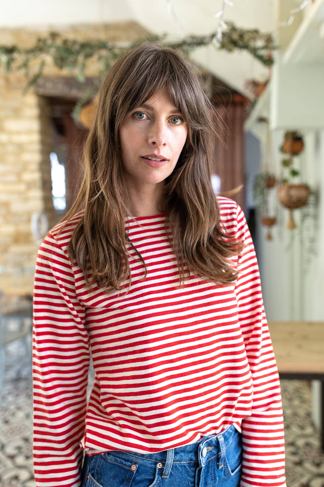 Red/Ecru Breton Stripe