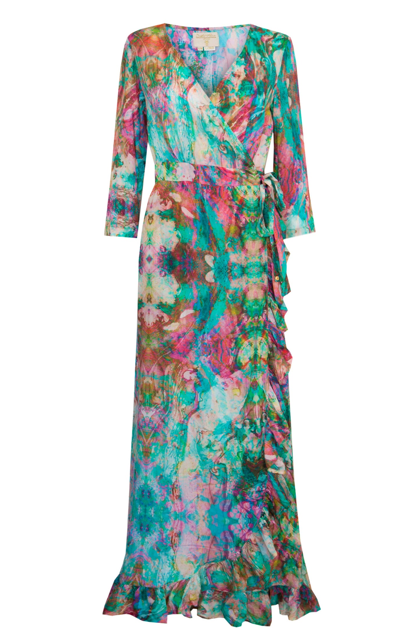 Liquid Rainbow Maxi Ruffle Wrap Dress