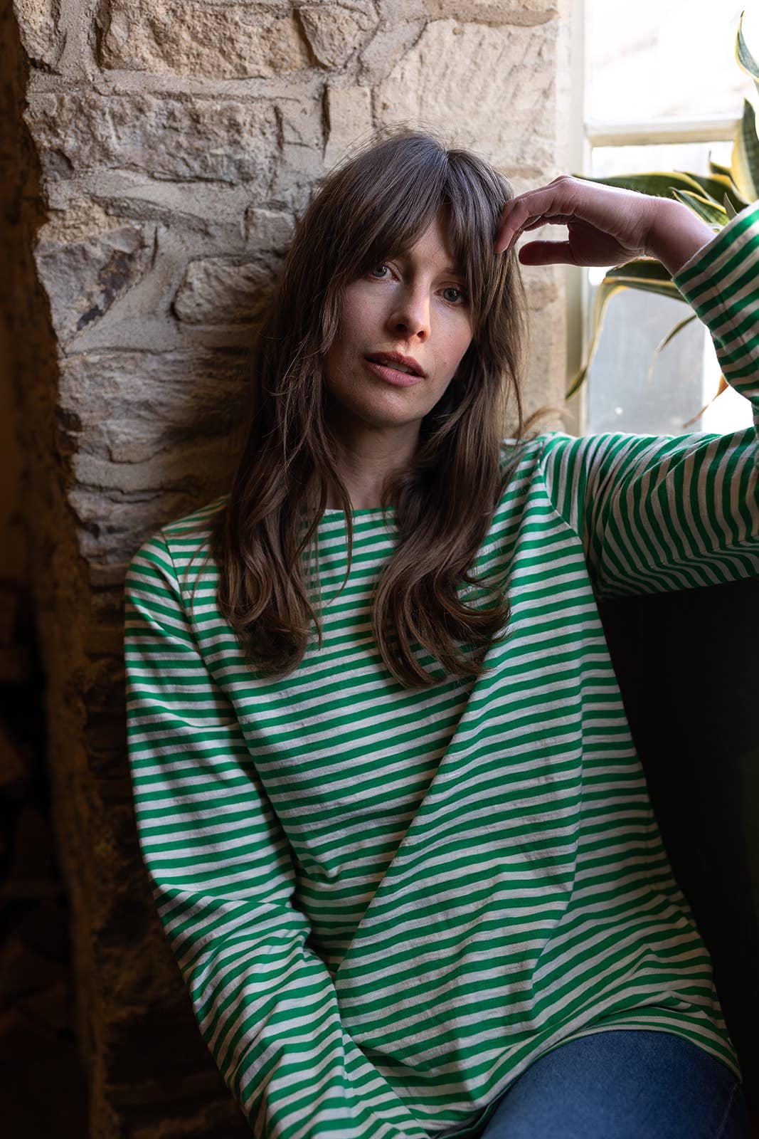 Green/Ecru Breton Stripe