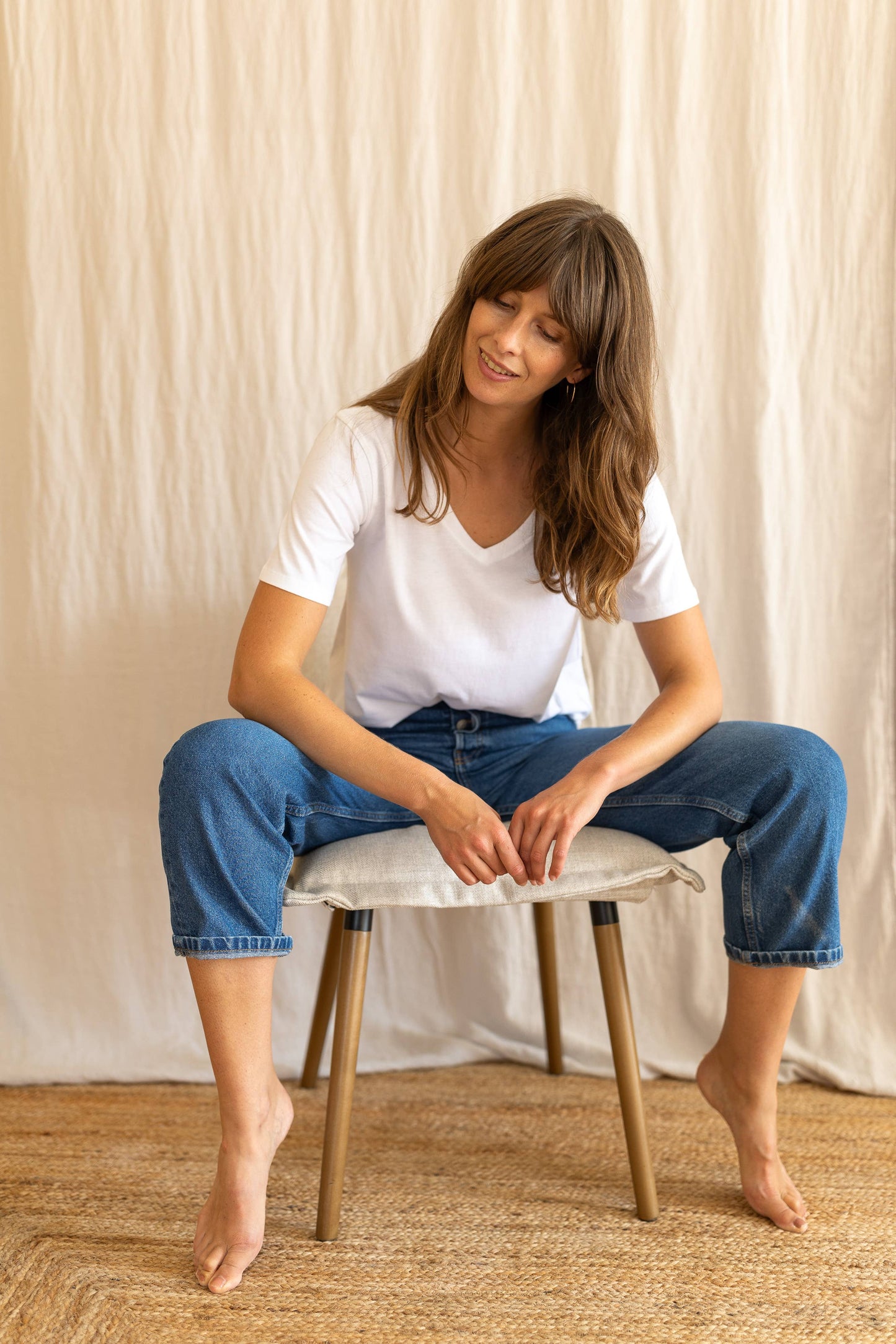 White V neck T-shirt