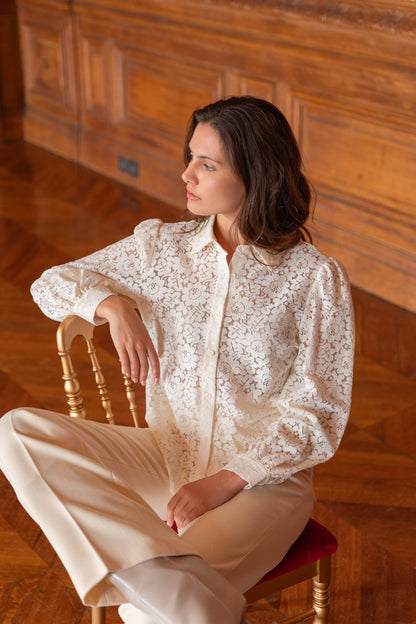 Lace Blouse with Scarf