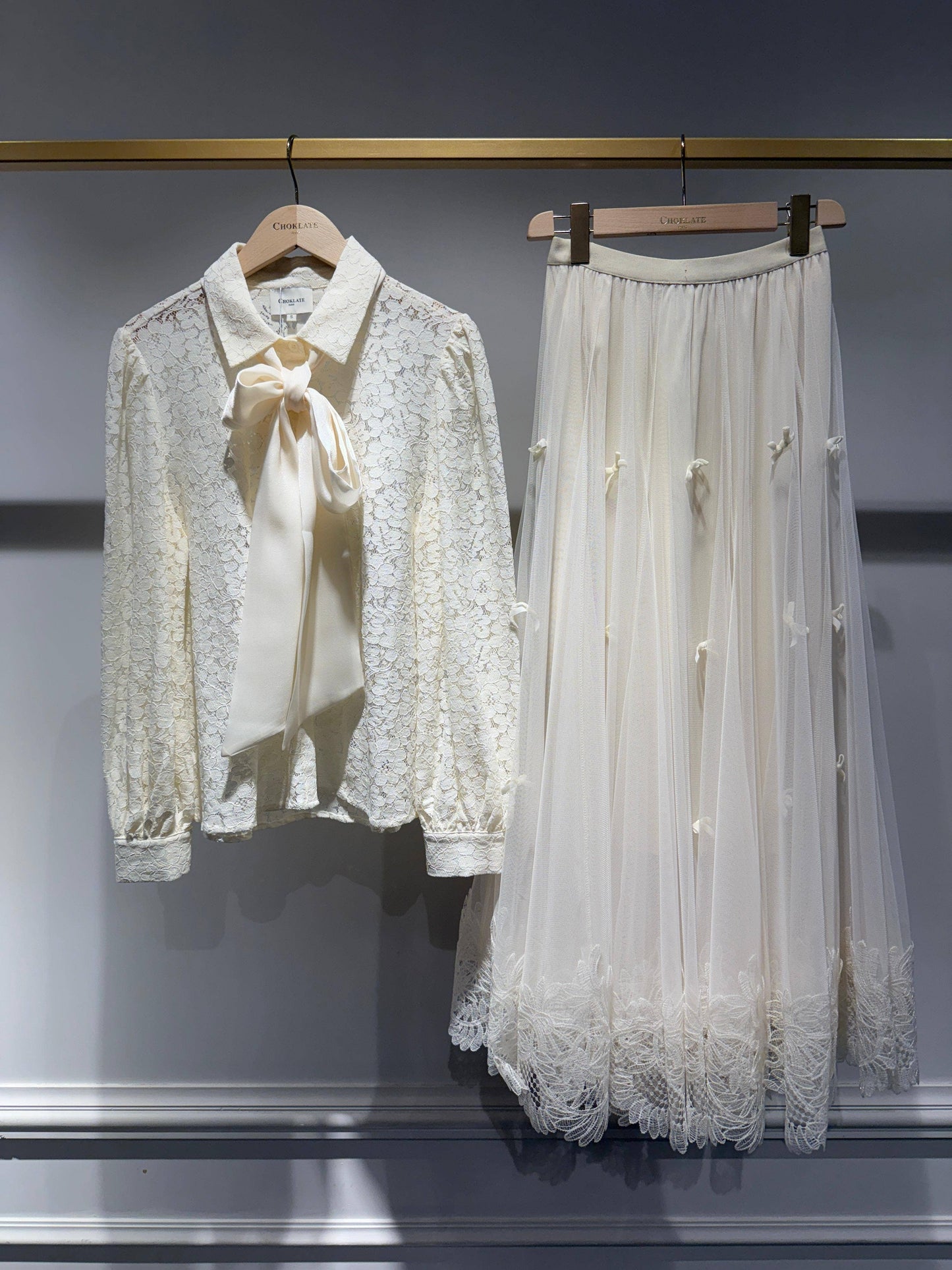 Lace Blouse with Scarf