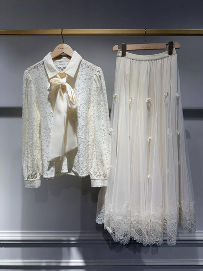 Lace Blouse with Scarf