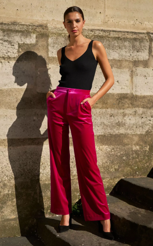 Hot Pink Velvet Trousers