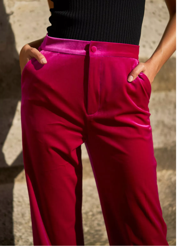 Hot Pink Velvet Trousers 8 EUR 36