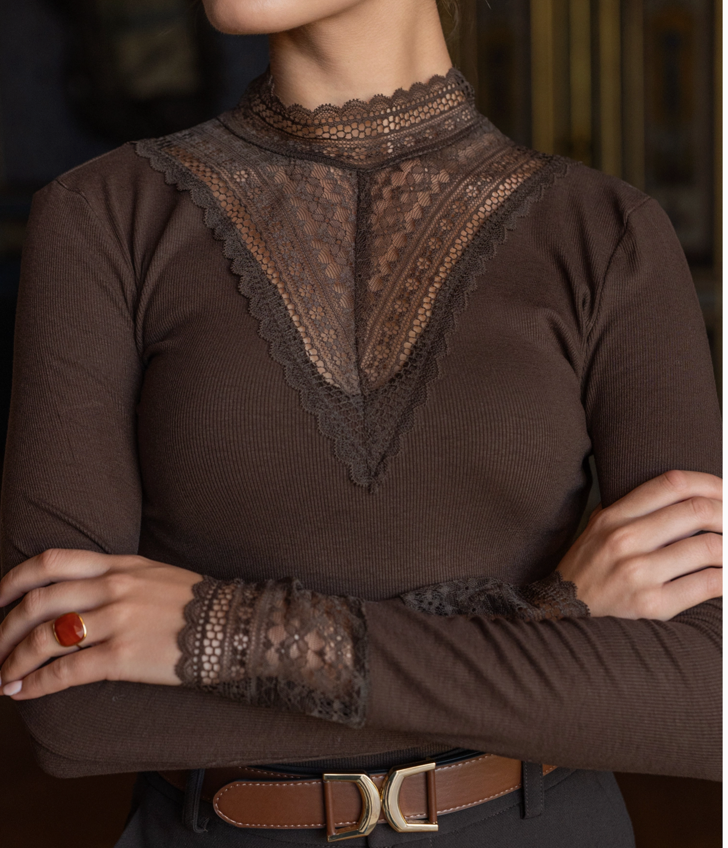 Chocolate Lace Insert Top