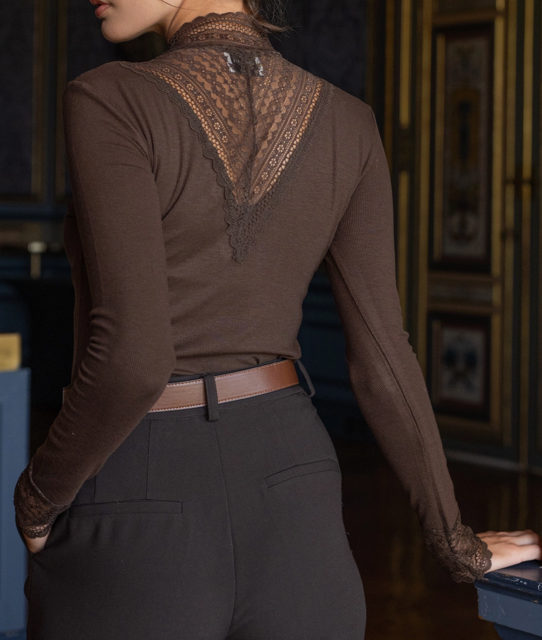 Chocolate Lace Insert Top