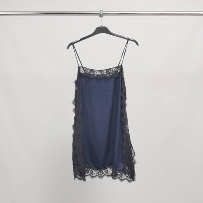 Midnight Blue Satin Tank Top